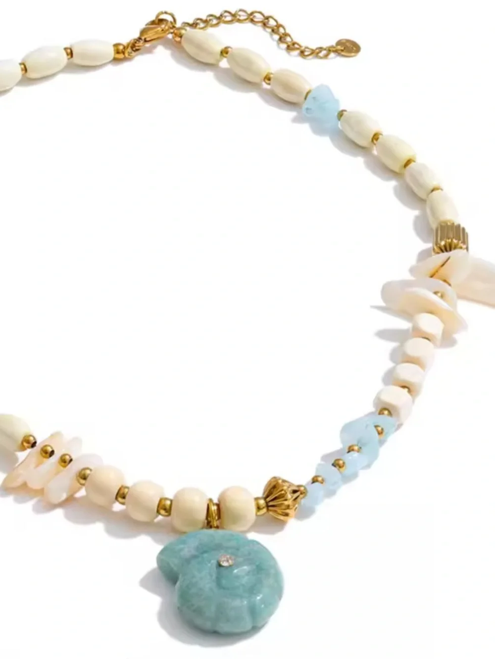 Aqua Couture Pendant Beaded Necklace